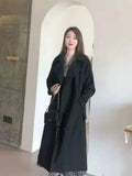 Fashion Long Coats Woman Winter 2022 Solid Color Lapel Double Row Button Windbreaker Women's Trench Coat Overcoat