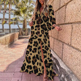 Spring New Holiday Wind V-Neck Printed Printed Long
