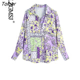 2023 Spring Women Fashion Printed Shirt Casual Loose Long Sleeve Single-breasted Lapel Female Shirt Chic Top