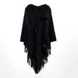 Hairball Knitted Women Sweater Autumn Winter Shawls Ladies White Pullover Knitted Shawl Outwear Cape Poncho