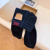 Wind Dark Blue High-Waisted Straight Jeans Women Autumn And Winter New Design Sense Loose Broad Legs Long
