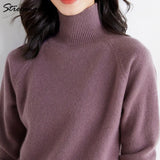 Thick Winter Sweater Women Turtleneck Pullovers Elegant Soft Basic Gray Knitted Jumpers Autumn Women's Turtleneck