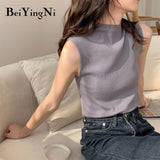 Top Female Casual Sexy Solid Color Harajuku Knitted Fashion Cami Sleeveless Tank Tops Women's Summer Camisole