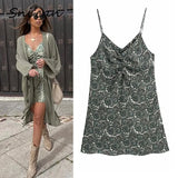 V Neck Paisley Print Bandage Sexy Mini Dress Sleeveless Party Club Strap Dresses Za Women 2021 Vestidos Summer Femme