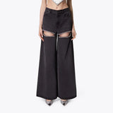 Toloer Design Sense Set Diamond Wide Leg Pants Spring 2024 New Fashion High Waist Nail Bead High Sense Jeans Woman-Outfit