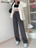 Office Wear Women Pants Summer Casual Elegant Trousers Women Wide Leg Chic Office Wear Straight Pants For Women High