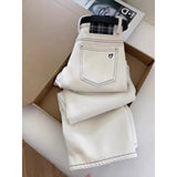 White Broad Legs Loose High-Waisted Jeans Women Autumn And Winter Winter Plus Thick Small Hanging