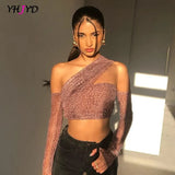 Vintage Print Tops Backless Women Skew Collar Slim Tank Tops With Sleeve Summer 2021