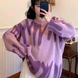 Knitted Sweater Women Oversized Pullovers Striped Pinted Jumper Women Winter Loose Long Sweaters Streetwear