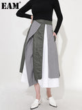 High Waist Color-block Irregular Green Color-block Irregular Half-body Skirt Women Fashion New Spring Autumn 2023