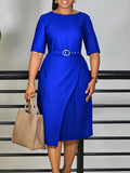 Women's Pure Color Fashion Temperament Five-Sleeve High-Waisted Folding High-Rise