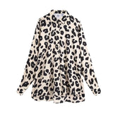 Women Fashion Leopard Print Loose Blouses Vintage Long Sleeve Button-up Animal Pattern Female Shirts Chic