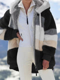 Hot New Autumn And Winter Loose Plush Multi-Color Hooded Coat