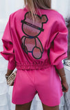 Casual Rose Button Up Jacket and Matching Shorts