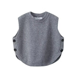 2024 Short Button Knitted Vest Women's Vest-Outfit