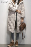 90 White Duck Down Coat Women Long Jacket Winter Loose Down Jackets Female Overcoat Fashion Thick Parkas Lady