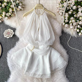 And Summer 2025 New Products Hanging Neck Bare Back Texture Crippling Poneng Dress To Close The Waist Tie Sweet Holiday
