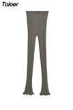 Fashion Women's Pants Slim Pleated Solid Color High Elasticity Simplicity Flare Horseshoe Trousers Spring 2023 New