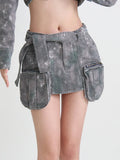 Toloer Spring 2024 New High-Waisted Waist Pocket Zip A-Line Skirt-Outfit