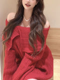 Autumn Design Sexy White Knitted Sweater Women Long Sleeve Pure Color Korean Fashion Y2k Clothing Elegant Pullover