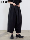 High Waist Black Split Joint Long Wide Leg Trousers New Loose Fit Pants Women Fashion Tide Spring Autumn 2023