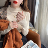 Half Turtleneck Knitted Pullover Sweaters Fashion Tops 2022 Women Korean Casual Basic Solid Jumper Pull Femme