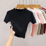 Sweater Woman 2025 Spring And Summer New T-Shirt High-End Design Sense With Knitted Shirt Pure Desire