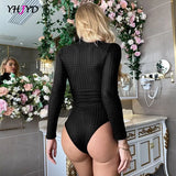 Spring Sexy Turtleneck Bodyuits Women Red Black Long Sleeve Clothing Solid Elegant Office Lady
