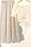 Popular Sweet and Elegant Women's Skirt Set Sexy Lace Chiffon Shirt Tulle Bubble Skirt Two-piece Set Party