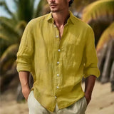 Men's Linen Shirt Button Shirt Summer Beach Shirt Pure