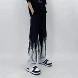 Grunge Fringed Straight Leg