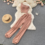 Sporty Casual Women Summer Sets 2022 Elastic Waist Slim Paclet Vacation Long Legs Ladies Sexy Solid Two Piece