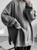 Gray Holes Big Size Knitting Sweater Round Neck Long Sleeve Women Pullovers New Fashion Tide Autumn Winter 2022