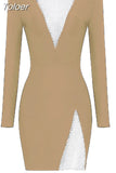 New Arrival Bandage Dresses Black Long Sleeve O Neck Long Sleeve Beading Sexy Party Club Celebrity Elegant Women