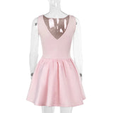 Solid Sleeveless Front Bow Mini Dress-Outfit