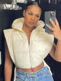 Women Vest Solid Zip Up Hooded Bread Jacket Casual Outwear Sleeveless Cotton Vests Coat Spring 2023 Sexy