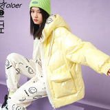 Women Down Jacket with Hat 2021 Winter Thick Gloss Sensation Big Pockets 90% White Duck Down Warm Chic Casual