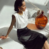 New Summer Satin High Waisted Silk Skirts Women 2021 Silk Office Female Basic A-line Skirt Chic Elegant Ladies