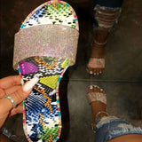 Beaded Slippers Women Summer Sandals Fashion Bling Candy Color Flip Flops Beach Diamond Flat Slippers Outdoor