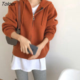 Korean Hooded Knit Cardigan Women 2023 Winter Long Sleeve Zipper Up Sweater Coats Women Solid Color Loose Cardigans