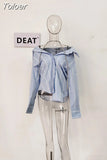 Fashion Women's Shirt Loose Drill Chain Halter Single Breasted Full Sleeve Stripe Blouse Female Summer 2023 New