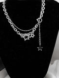 Rhinestone Decor Charm Necklace-Outfit