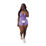 Toloer Women's New Casual Water-Washed One-Piece Shorts-Outfit