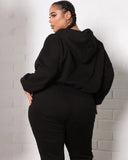 Plus Size Zipper Long Sleeve Hoodies And Pant 2 Piece