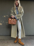 Autumn Belt Cashmere Coat Jacket Women's Fashion Winter Long Woolen Coat Loose Windbreaker Double Breasted Wool