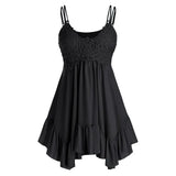 Sleeveless Top Women Fashion Vest Solid Color Casual Sleeveless Vest Slim Tank Tops Flounce Lace Guipure Tank