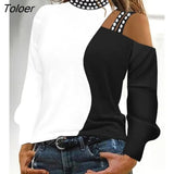 for Women 2023 Casual Daily T-shirts Glitter Sheer Mesh Long Sleeve Top Fashion Ladies Blouses Europe and America