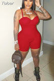 Strapless Sleeveless One Piece Overalls Summer Woman Spaghetti Strap Body-shaping Playsuits Moto Biker Bodycon