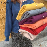 Sweaters Women Tops Winter Single Breasted O-neck Korean Style Solid Simple Elegant High Quality Leisure Soft