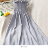 Dress Summer Women Off Shoulder Spaghetti Strap Slim Stretchy Breathable Soft Female Loose All-match Simple